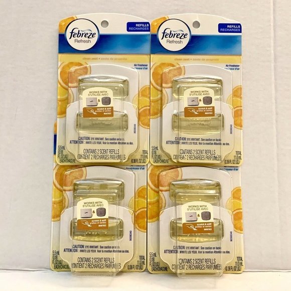 Febreze Other 8x Febreze Refresh Small Spaces Clean Zest Refills Air Freshener 4 Twin Packs